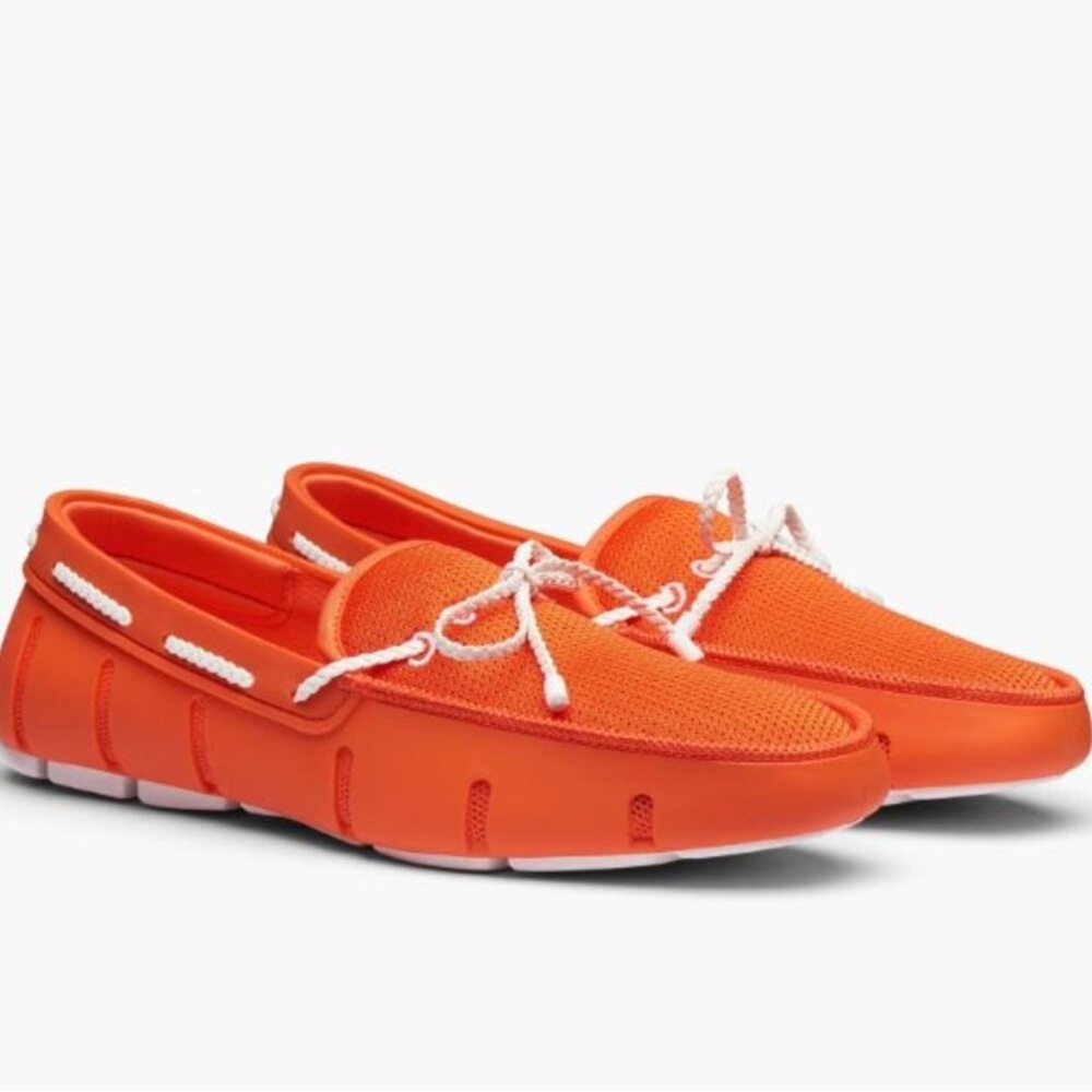 SWIMS Men's Braided Lace Loafers In Orange White size 9.5 US